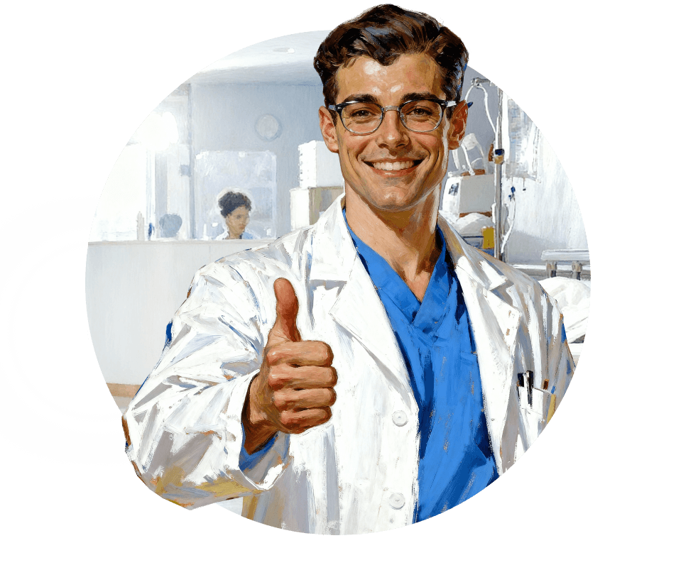 Врач показывает большой палец вверх